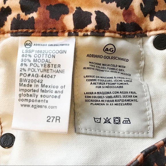 AG Jodi Crop High-Rise Slim Flare Jeans Leopard Animal Print Tan Black 27 NWOT - Picture 5 of 9